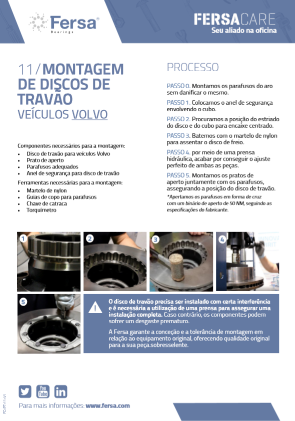 Informativos XI: Montagem de discos de freio para veículos Volvo